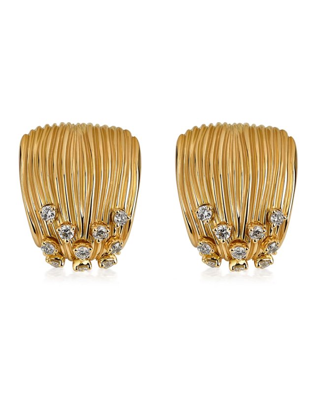 Bahia 18k Gold Diamond Huggie Earrings
