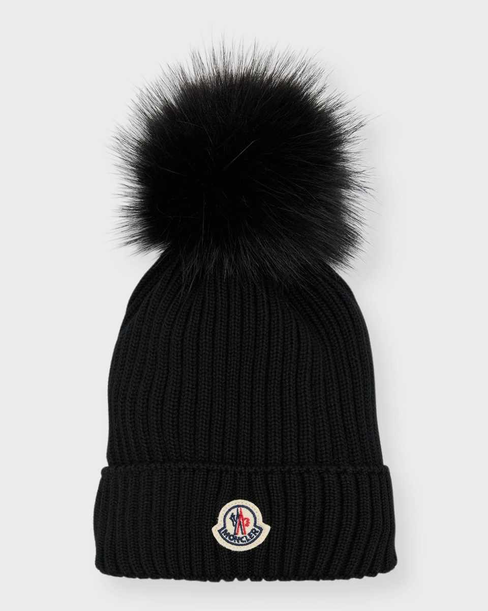 Girl's Ribbed Pom Pom Hat, Size S-L