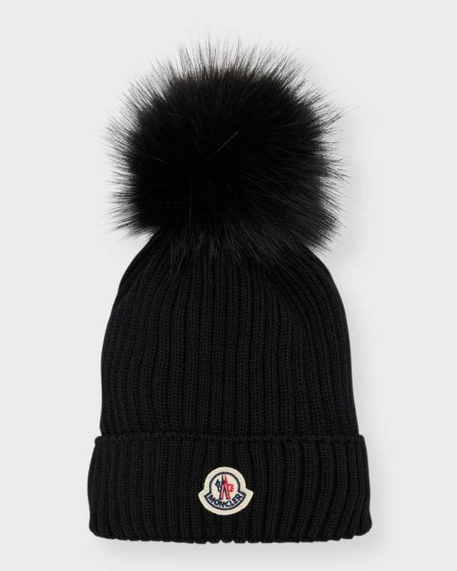 Girl's Ribbed Pom Pom Hat, Size S-L