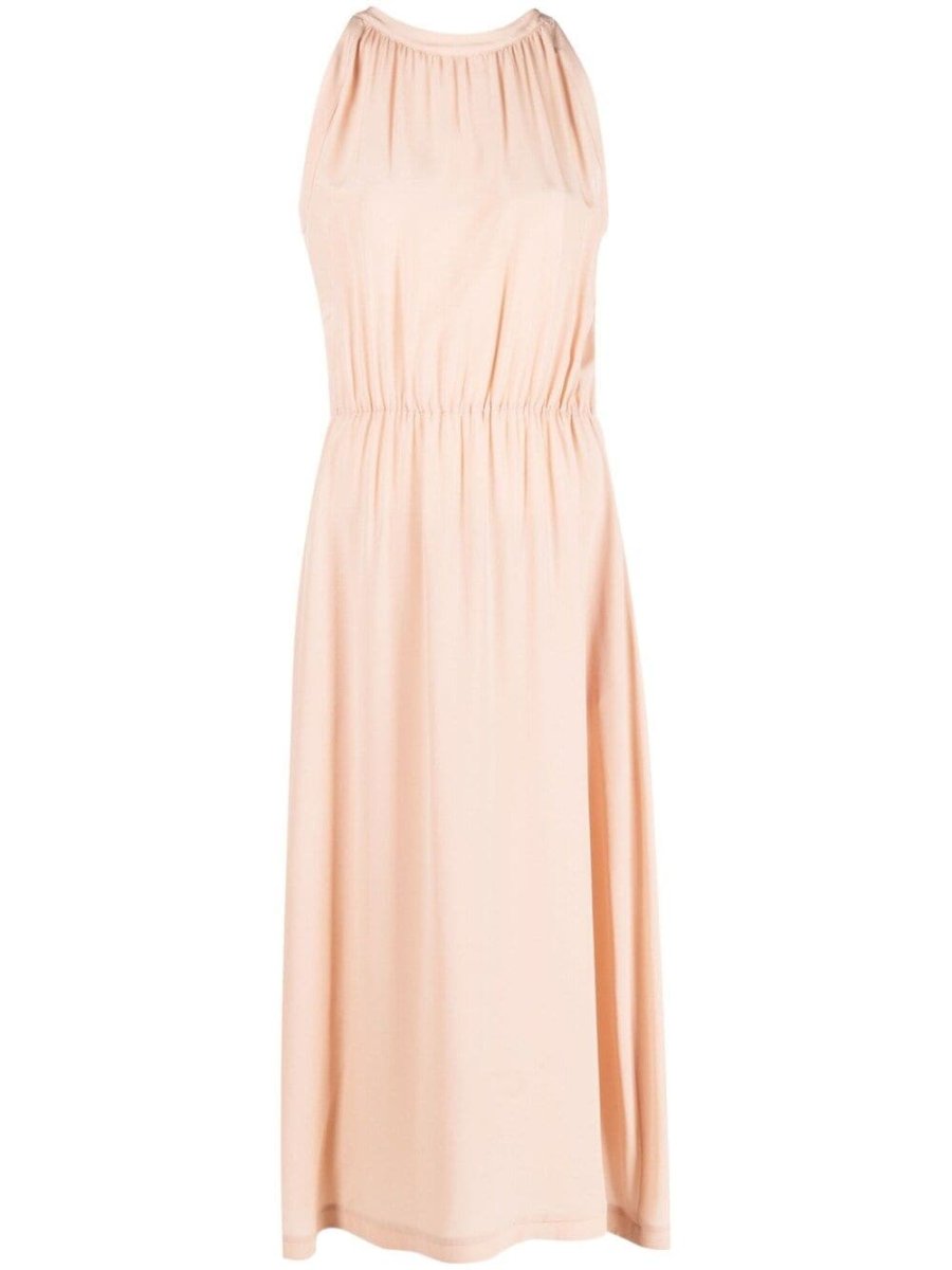 cape-detail silk gown