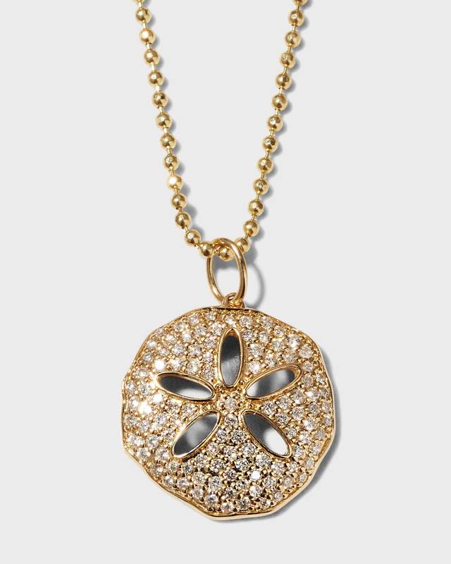 14k Yellow Gold & Diamond Sand Dollar Charm Necklace