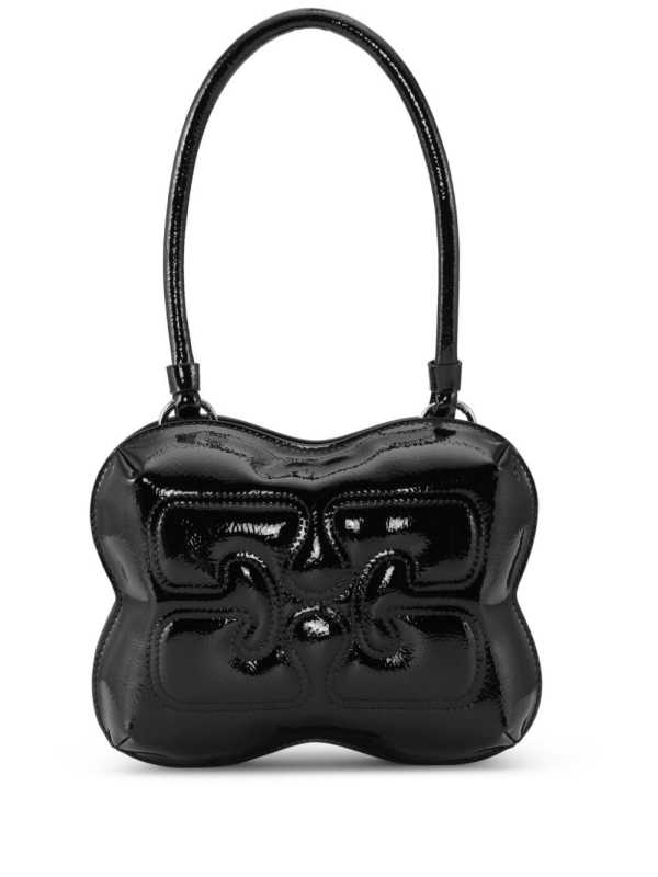Butterfly patent-leather top-handle bag
