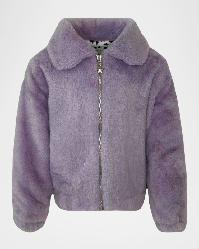 Girl's Lavender Sky Faux Fur Jacket, Size 2-