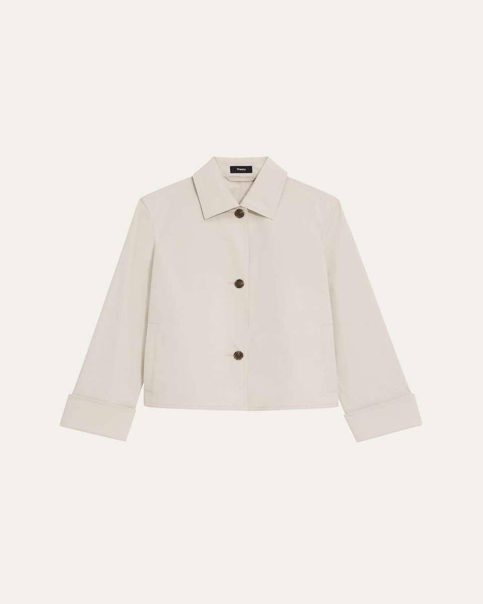 Cropped Wide-Cuff Trench Jacket