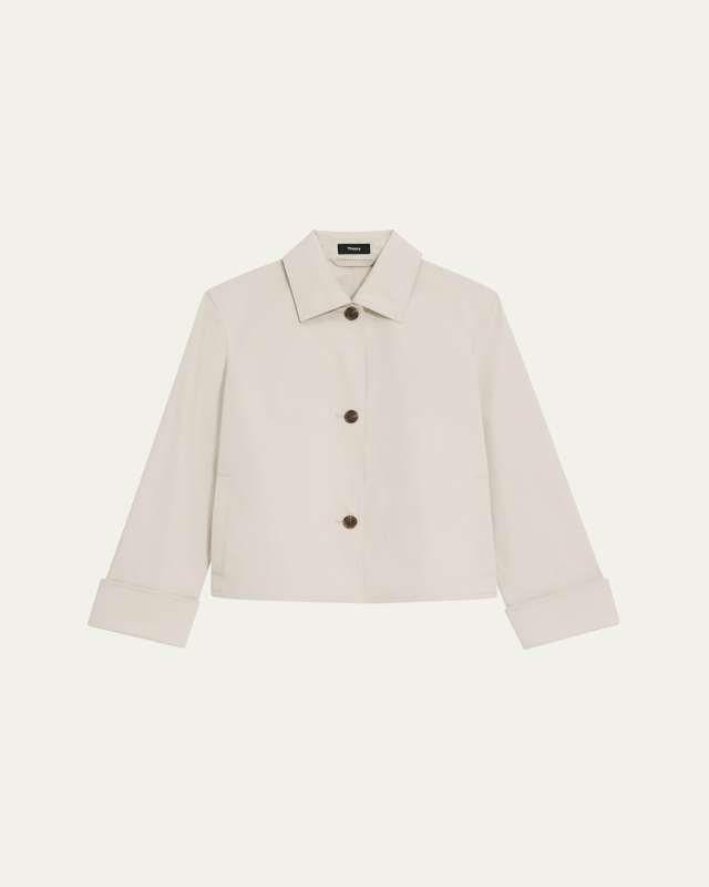 Cropped Wide-Cuff Trench Jacket