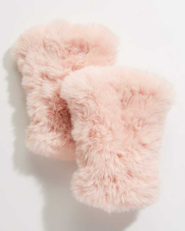 Faux Fur Knitted Fingerless Mittens