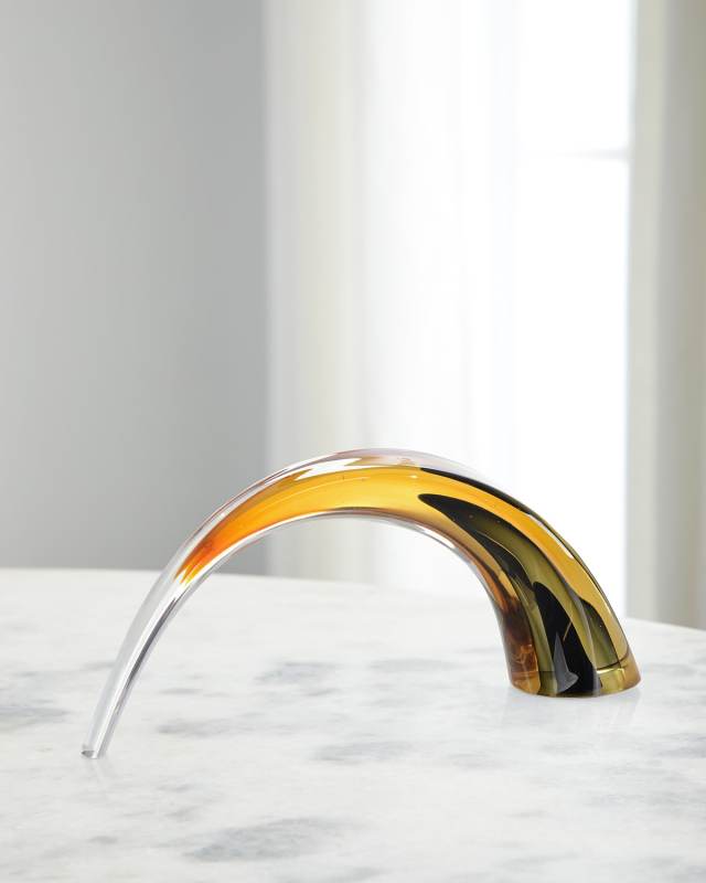 Hand-Blown Black and Amber Arch Sculpture I
