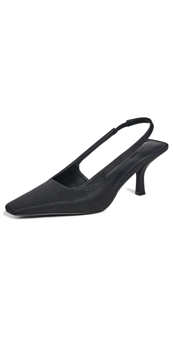 St. Agni Paris Sling Back Kitten Heels Black
