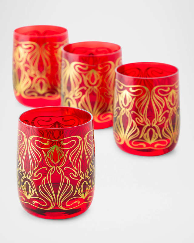 Holiday Red Double Old Fashioned Glasses, Set of 4