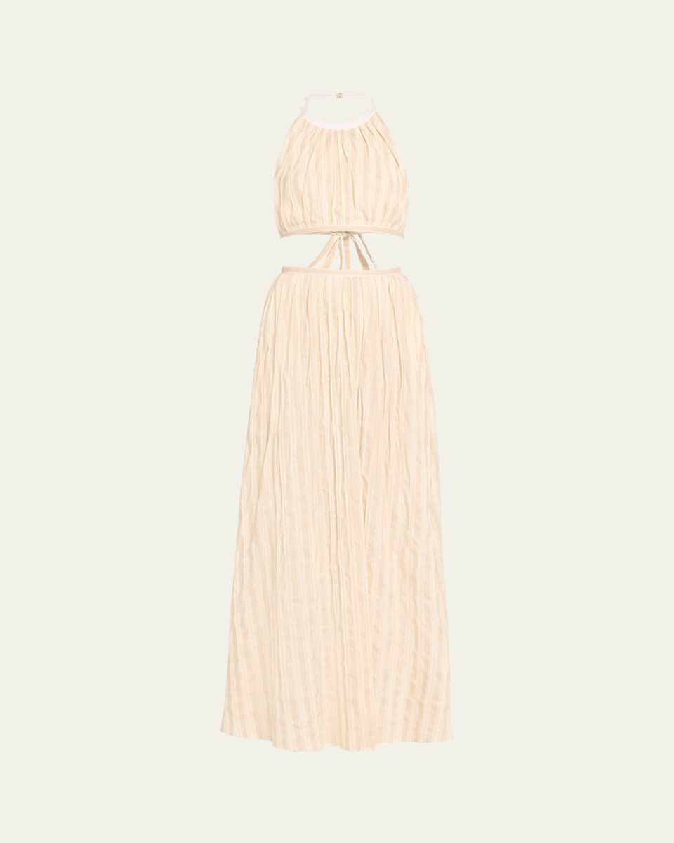 x High Summer Striped Poplin Maxi Dress with Cutout Detail