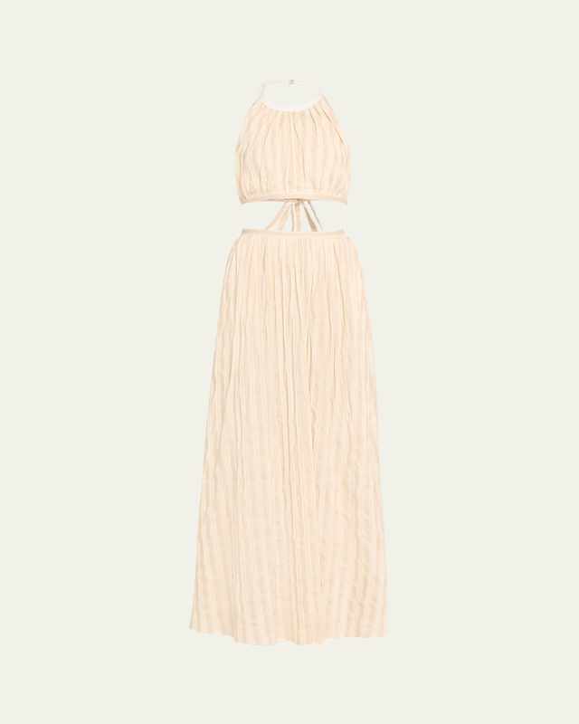 x High Summer Striped Poplin Maxi Dress with Cutout Detail