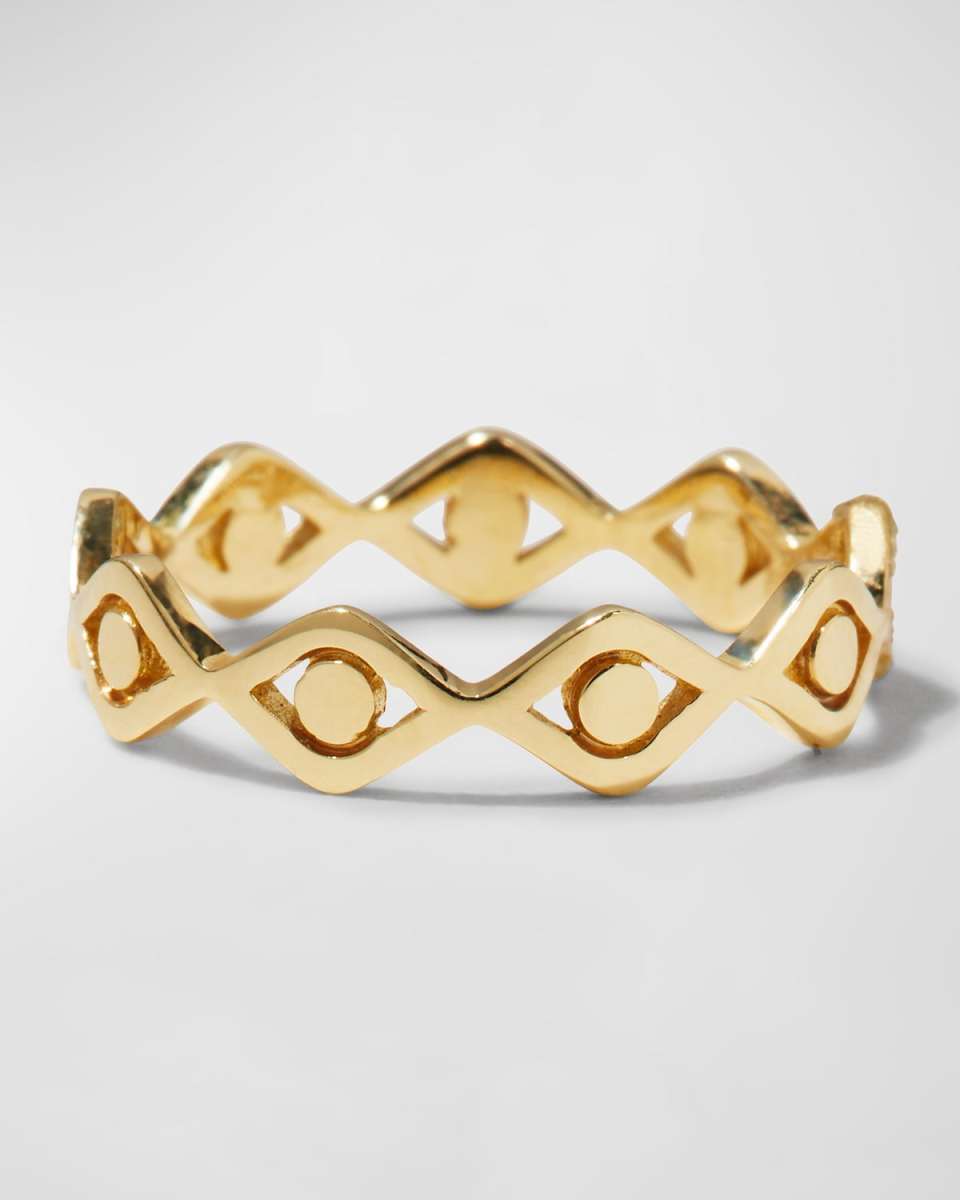 14k Yellow Gold Small Pure Evil Eye Eternity Ring, Size
