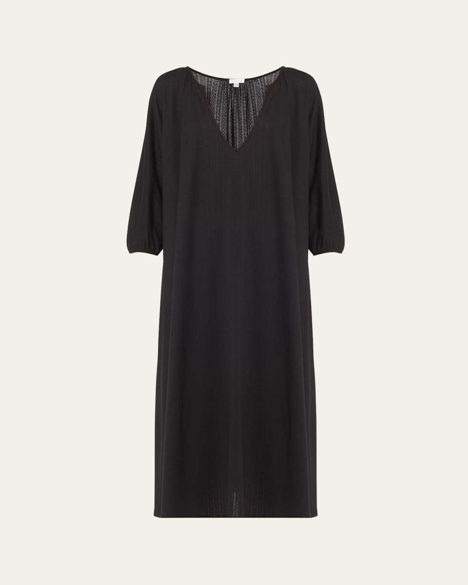 Luciana Pointelle-Knit Midi Shift Dress