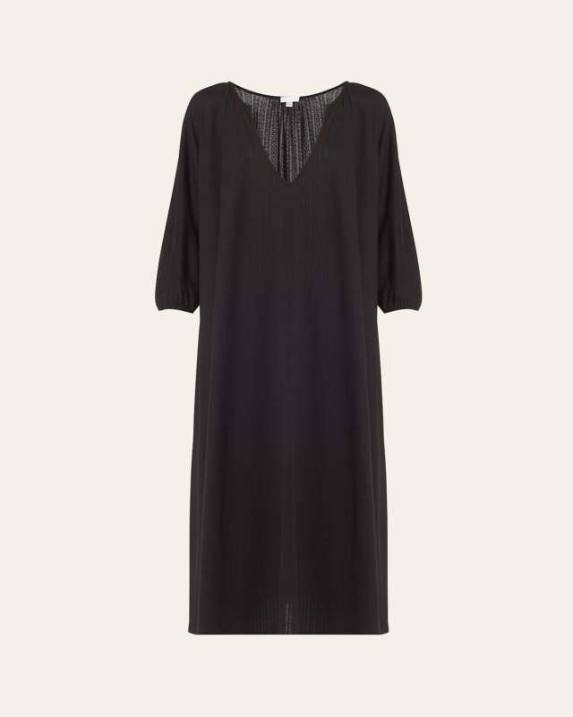 Luciana Pointelle-Knit Midi Shift Dress