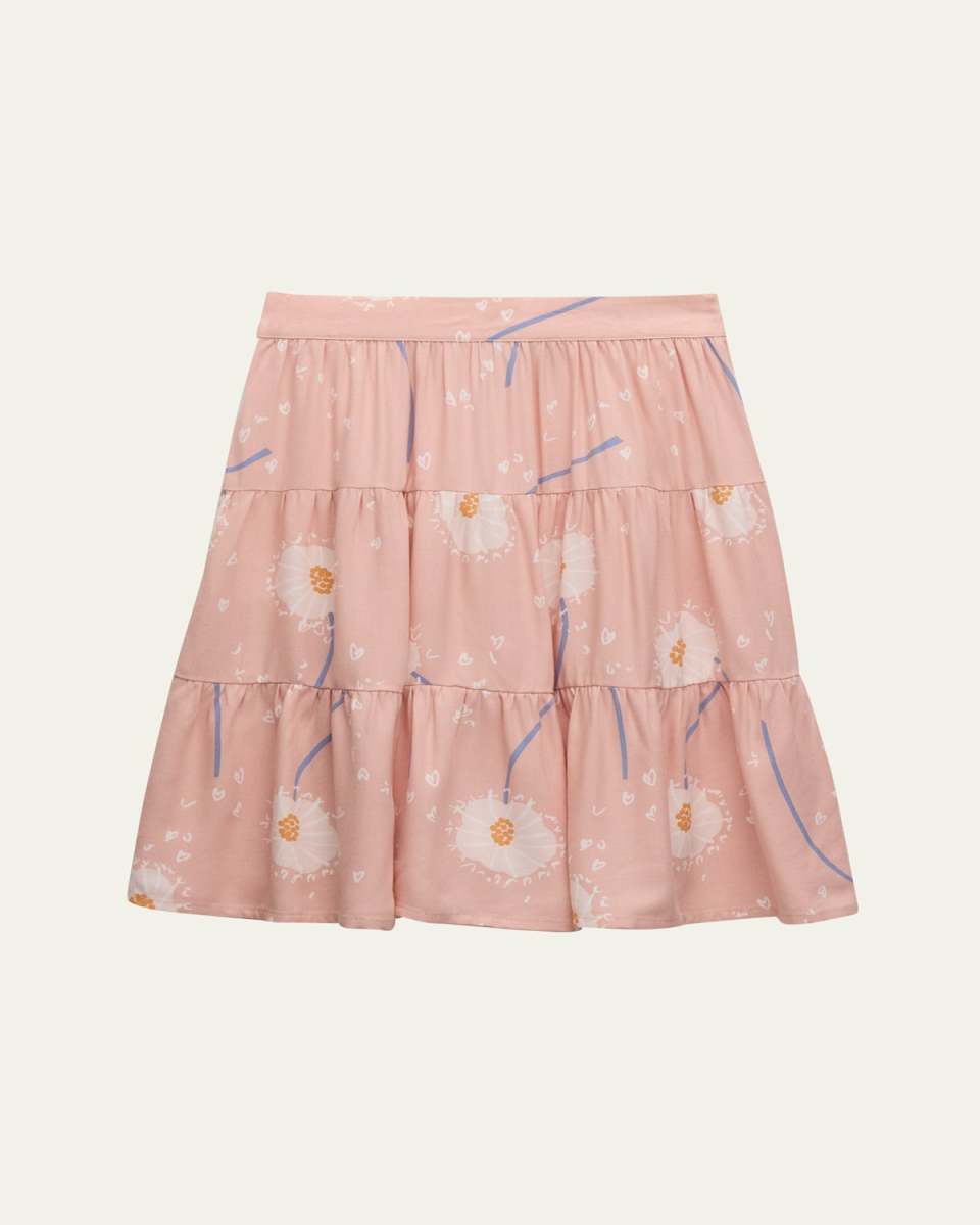 Girl's Dandelion-Print Skirt, Size 3-12