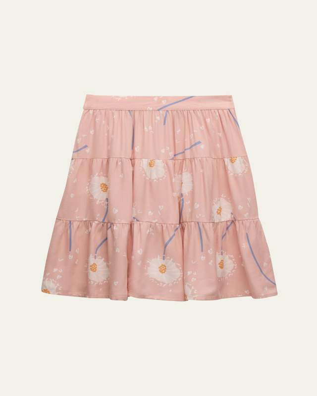 Girl's Dandelion-Print Skirt, Size 3-12