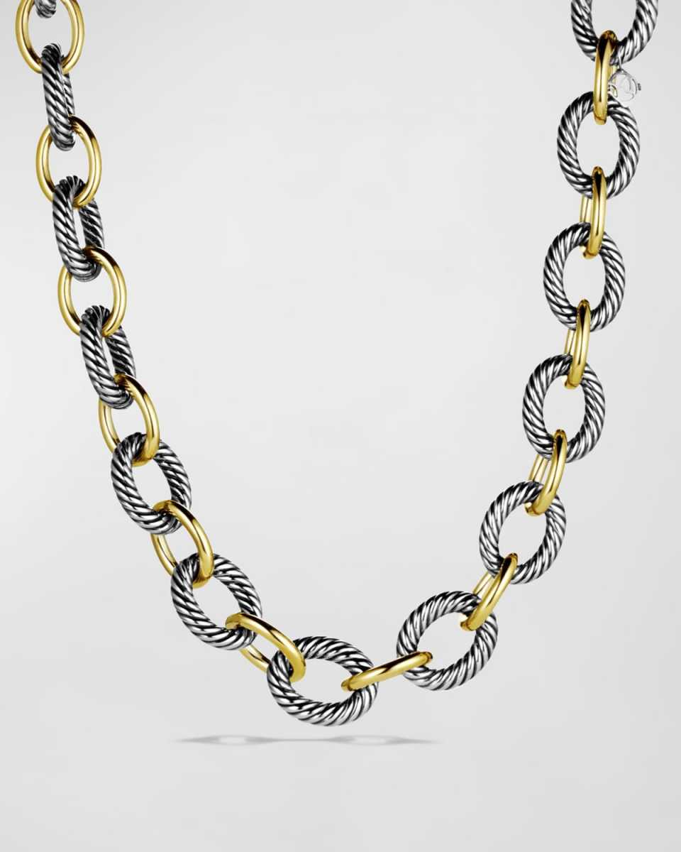 XL Sterling Silver & 18K Gold Link Necklace, 18.5"