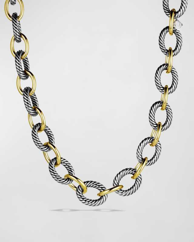 XL Sterling Silver & 18K Gold Link Necklace, 18.5"