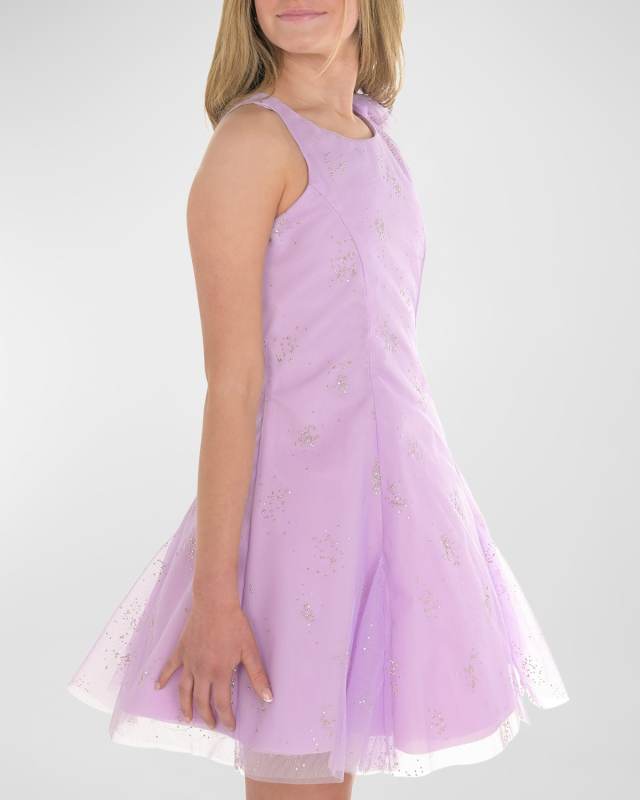 Girl's Bea Gold Embellished Tulle Dress, Size 7-16