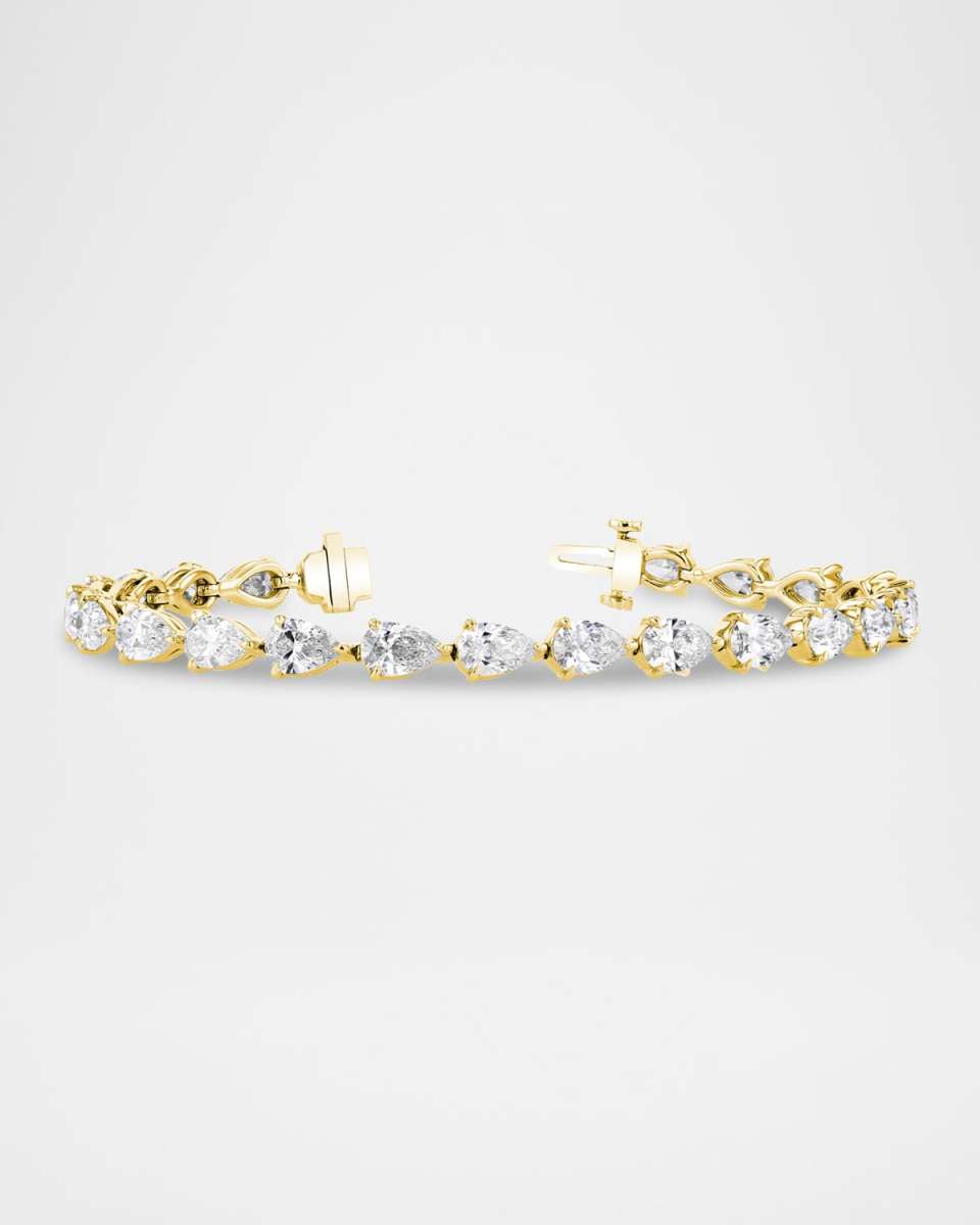 18K Gold East-West Pear Diamond Bracelet, 7"L, 7.80tcw