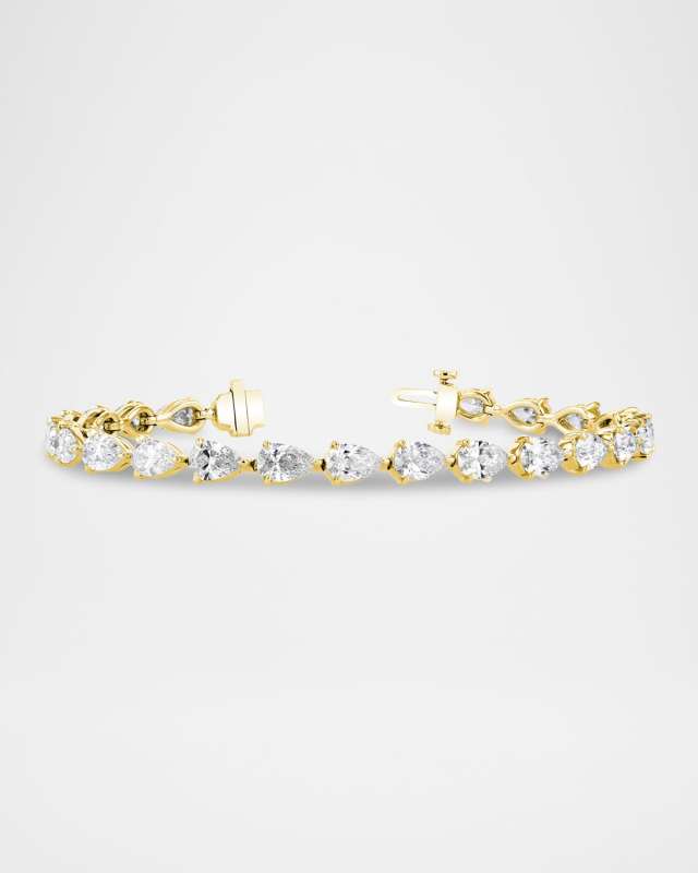 18K Gold East-West Pear Diamond Bracelet, 7"L, 7.80tcw