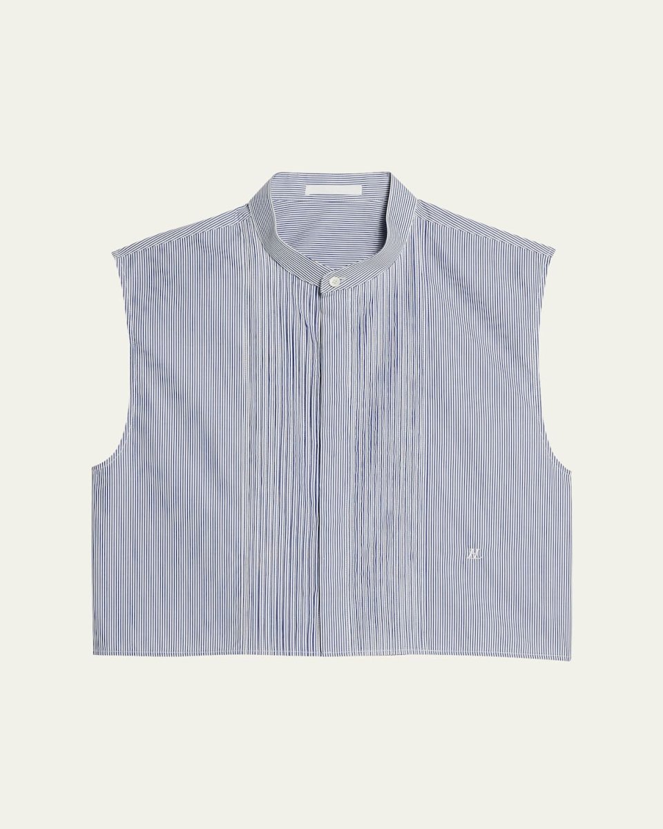 Sleeveless Pinstripe Tuxedo Shirt