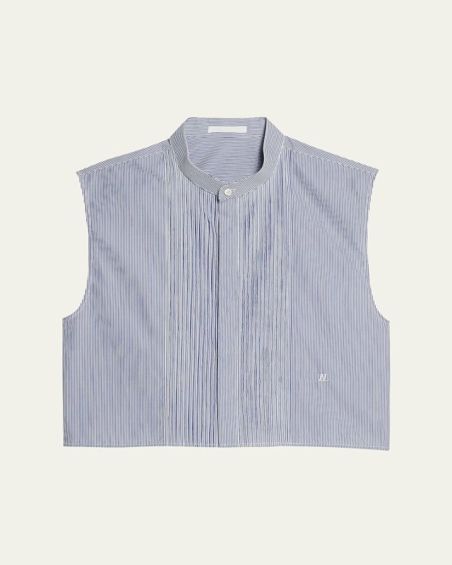 Sleeveless Pinstripe Tuxedo Shirt