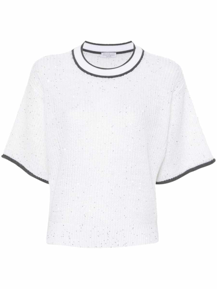 contrasting-border knitted top