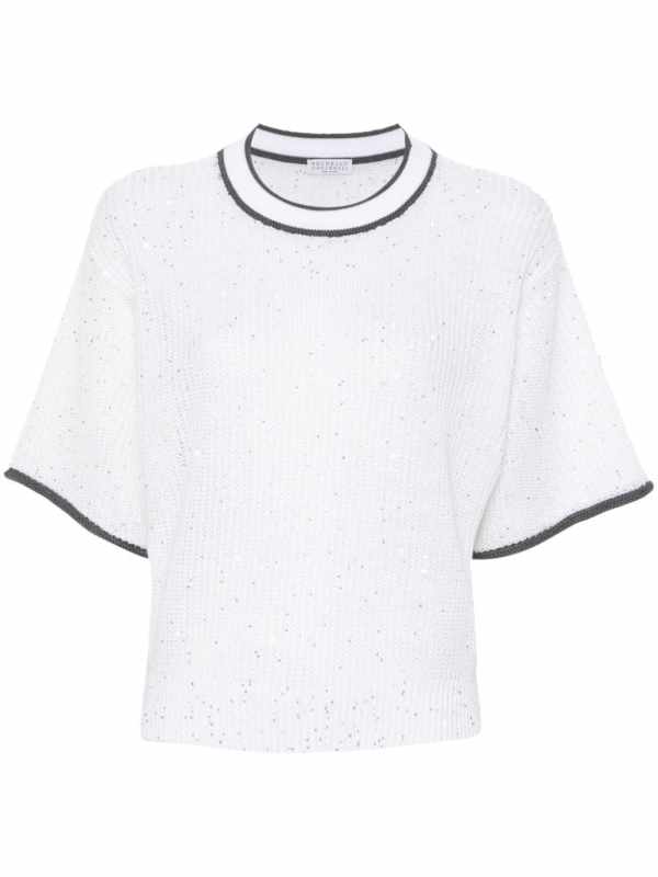 contrasting-border knitted top