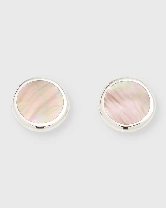 Small Flat Stud Earrings in Sterling Silver
