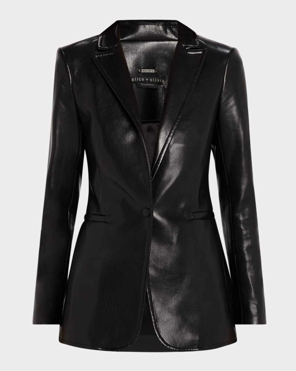 Breann Vegan Leather Fitted Blazer
