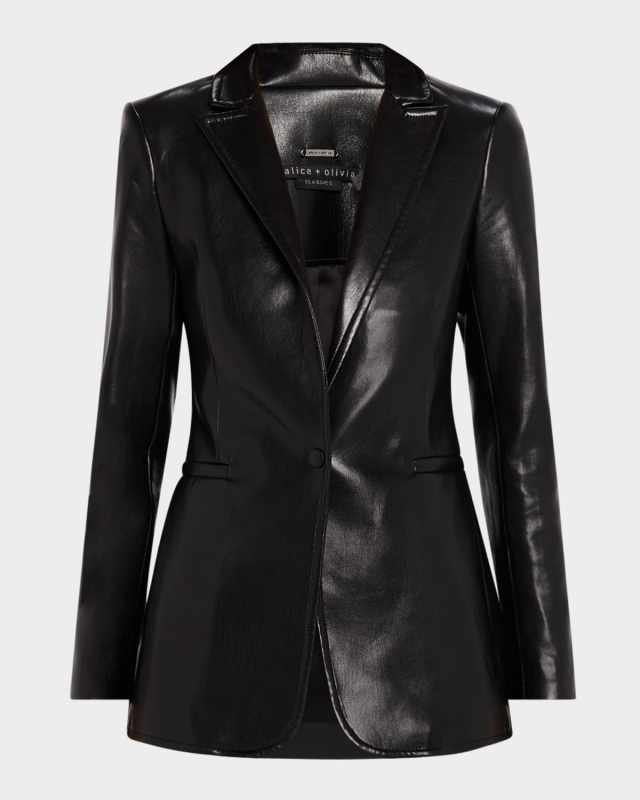 Breann Vegan Leather Fitted Blazer