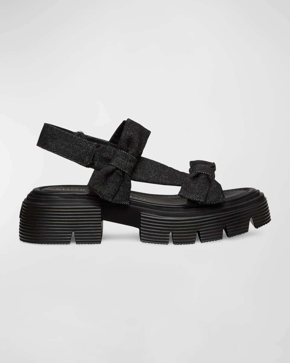 Sofia Nolita Denim Dual Bow Slingback Sandals
