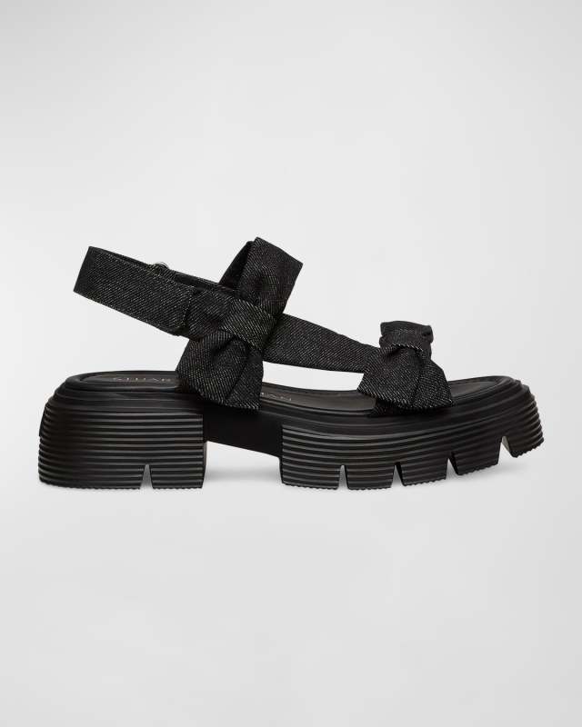 Sofia Nolita Denim Dual Bow Slingback Sandals