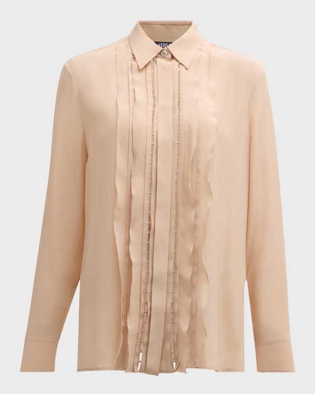 Ruffle Crepe De Chine Informal Shirt