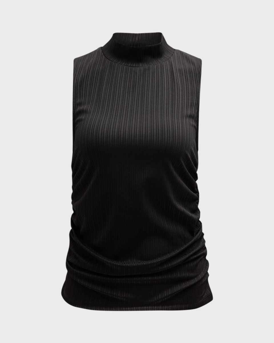 Mobler Knit Sleeveless Mock-Neck Top