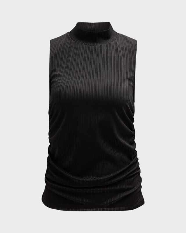 Mobler Knit Sleeveless Mock-Neck Top