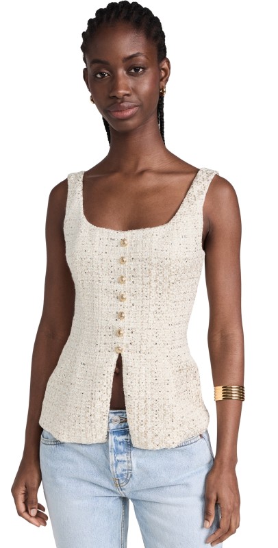 CAMI NYC Rosita Tweed Top Gold Fleck