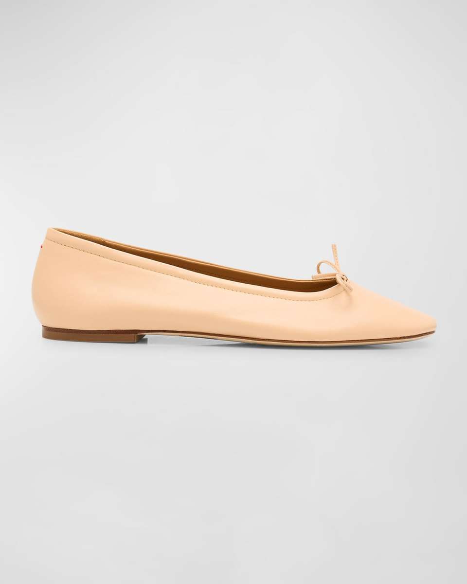 Delfina Leather Bow Ballerina Flats