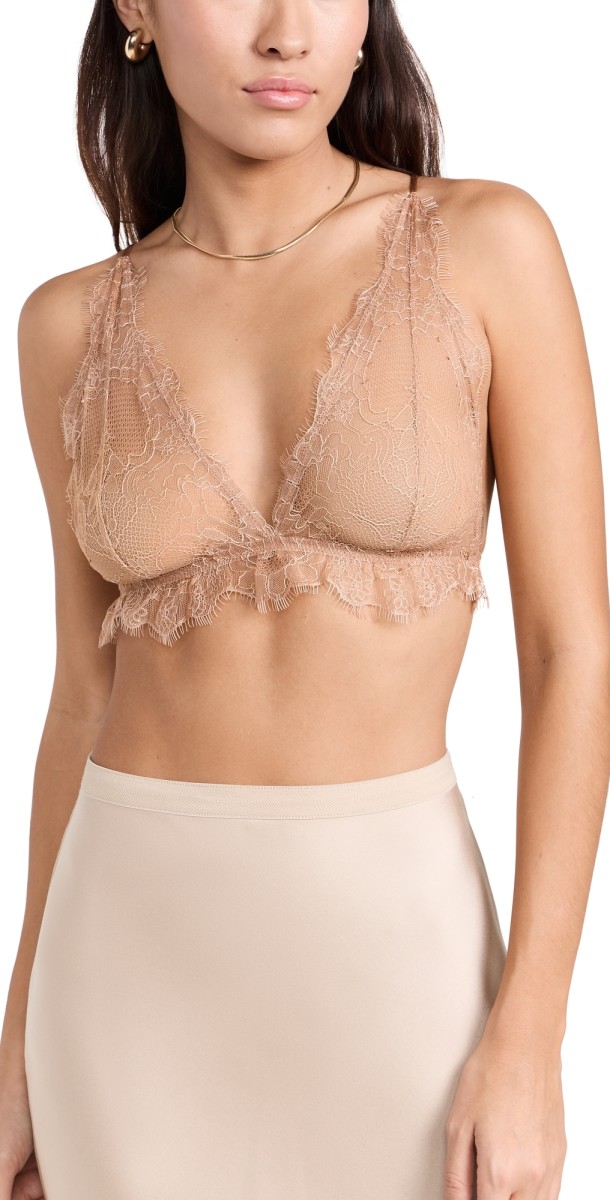 ANINE BING Delicate Lace Bra Camel