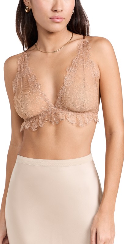 ANINE BING Delicate Lace Bra Camel