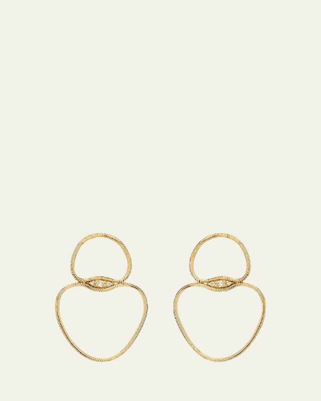 18k Yellow Gold Small Diamond Chain Earrings