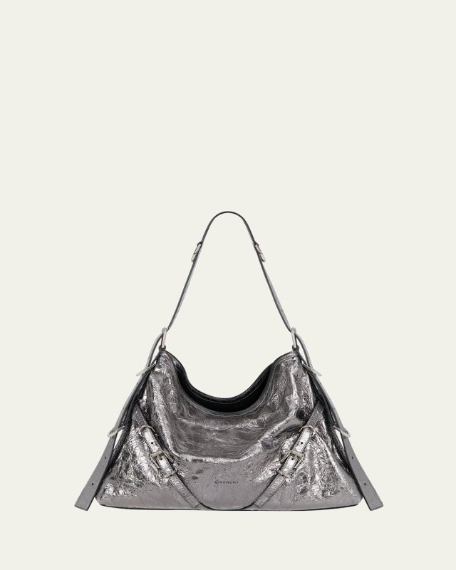 Voyou Medium Shoulder Bag in Metallic Leather