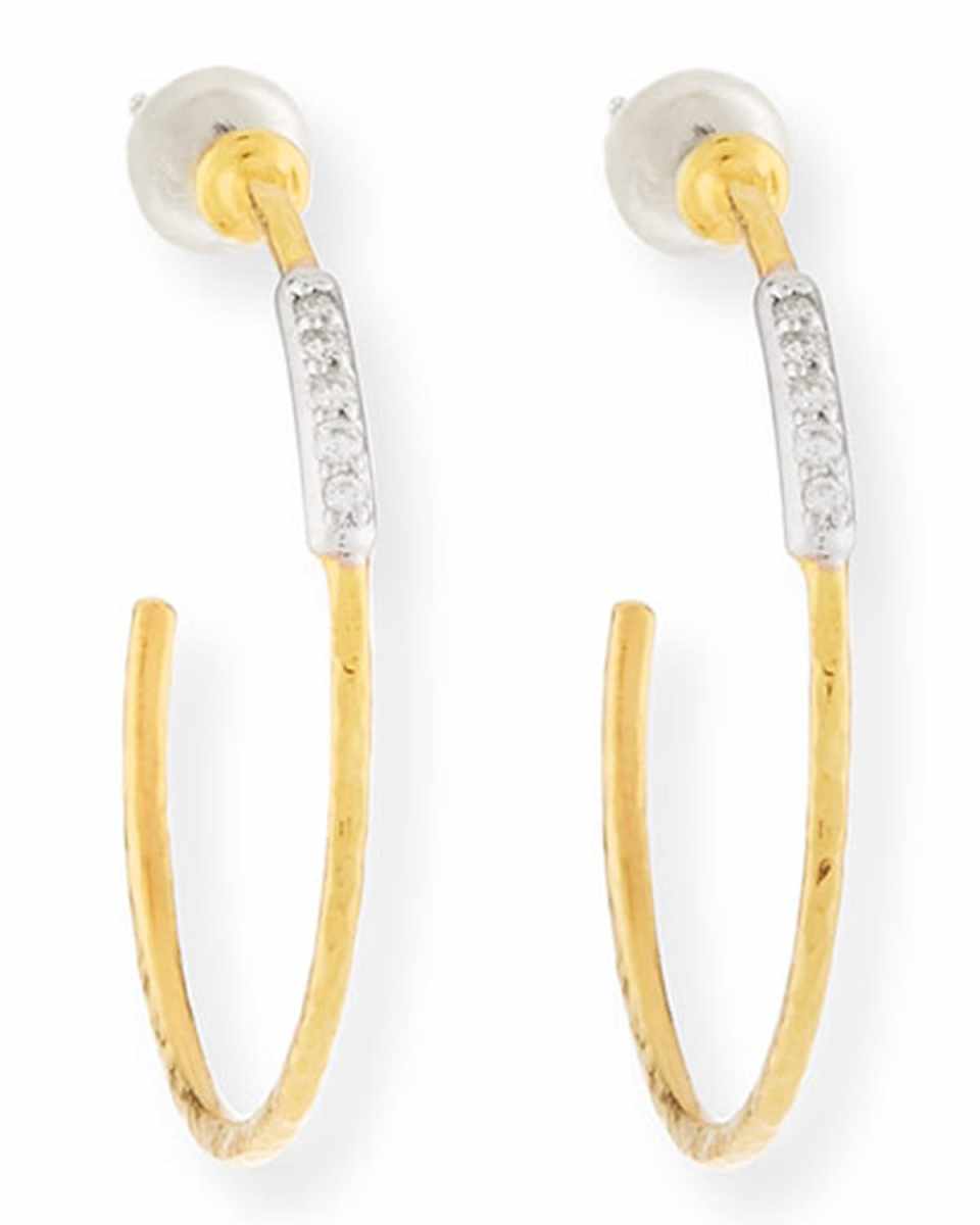 22k Geo Hoop Earrings w/ Diamond Pave