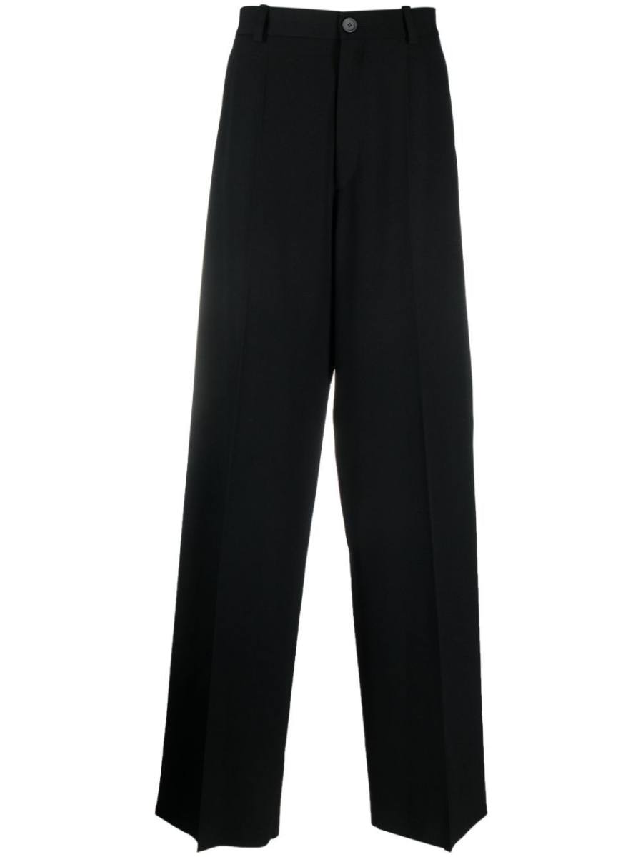 wide-leg wool trousers