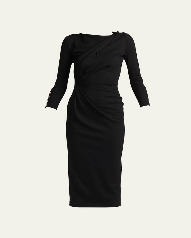 Asymmetric Keyhole Midi Dress