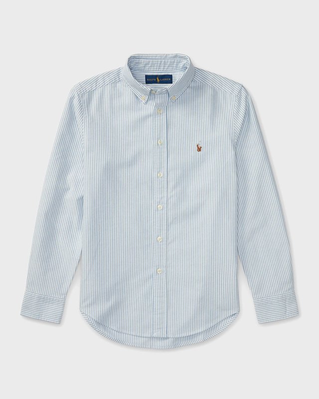 Boy's Cotton Oxford Stripe Sport Shirt, Size S-