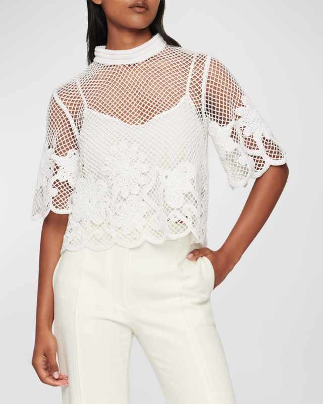Amaani Lace Mock-Neck Top