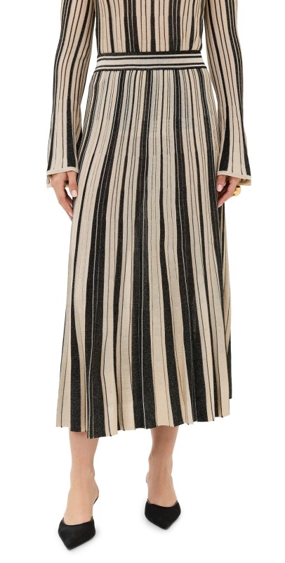 Zimmermann Metallic Stripe Skirt Black/Gold
