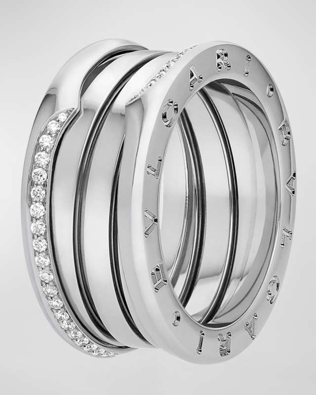 B. Zero1 White Gold 3-Band Wave Ring with Diamonds, EU 51 /